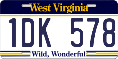 WV license plate 1DK578