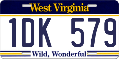 WV license plate 1DK579