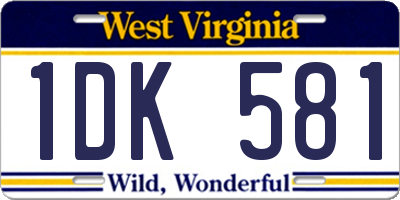 WV license plate 1DK581