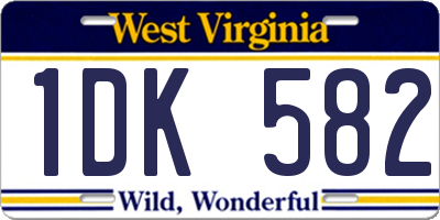 WV license plate 1DK582