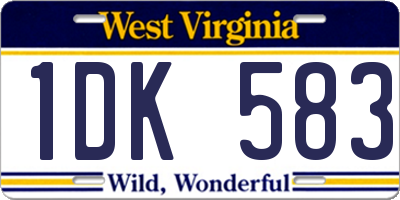 WV license plate 1DK583