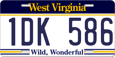 WV license plate 1DK586