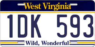 WV license plate 1DK593