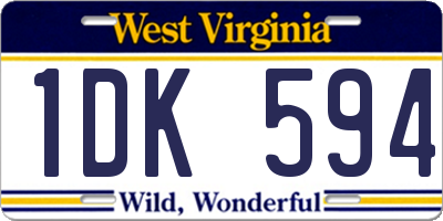 WV license plate 1DK594