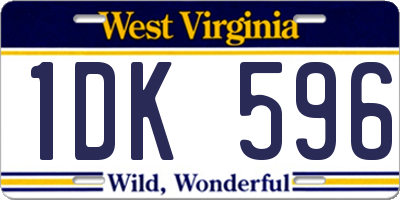 WV license plate 1DK596