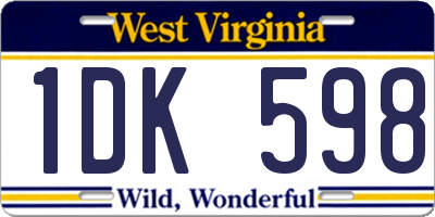 WV license plate 1DK598