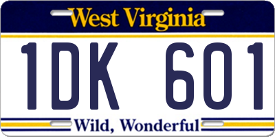 WV license plate 1DK601
