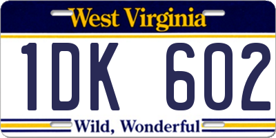 WV license plate 1DK602