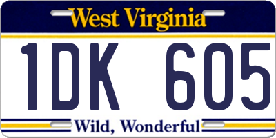 WV license plate 1DK605