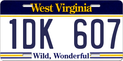 WV license plate 1DK607