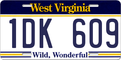 WV license plate 1DK609