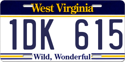 WV license plate 1DK615