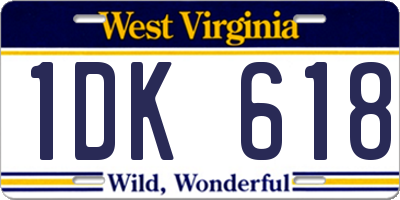 WV license plate 1DK618