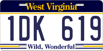 WV license plate 1DK619