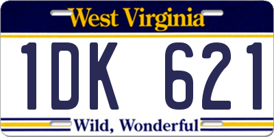 WV license plate 1DK621