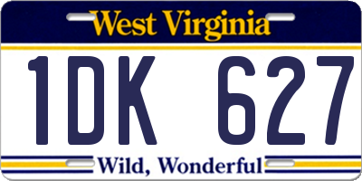 WV license plate 1DK627