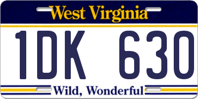 WV license plate 1DK630