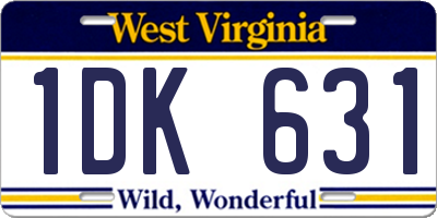 WV license plate 1DK631