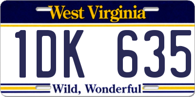 WV license plate 1DK635