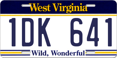 WV license plate 1DK641