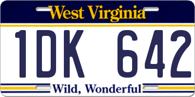WV license plate 1DK642