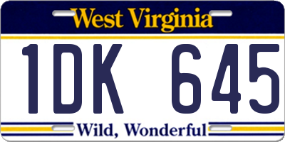 WV license plate 1DK645