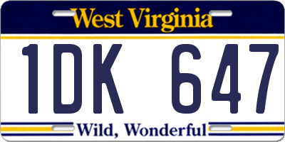 WV license plate 1DK647