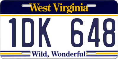 WV license plate 1DK648