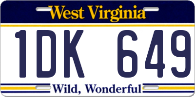 WV license plate 1DK649