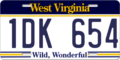 WV license plate 1DK654