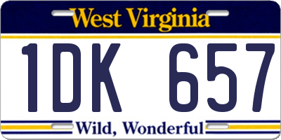 WV license plate 1DK657