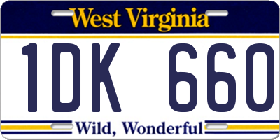 WV license plate 1DK660