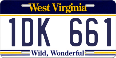 WV license plate 1DK661