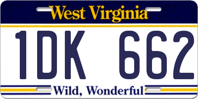 WV license plate 1DK662