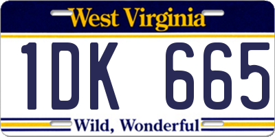 WV license plate 1DK665