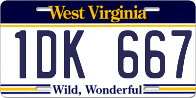 WV license plate 1DK667