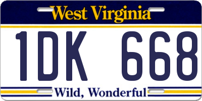 WV license plate 1DK668