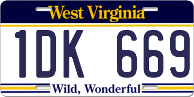 WV license plate 1DK669