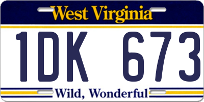 WV license plate 1DK673