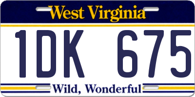 WV license plate 1DK675