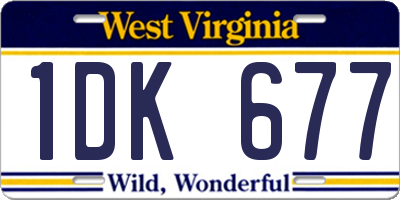 WV license plate 1DK677