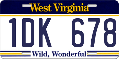 WV license plate 1DK678