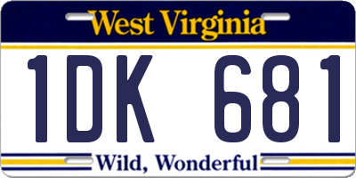 WV license plate 1DK681