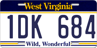 WV license plate 1DK684