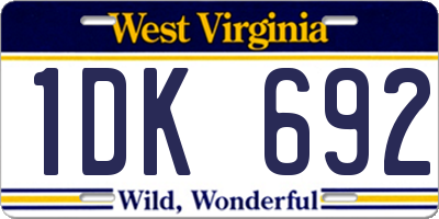 WV license plate 1DK692