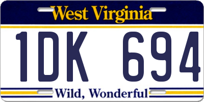 WV license plate 1DK694