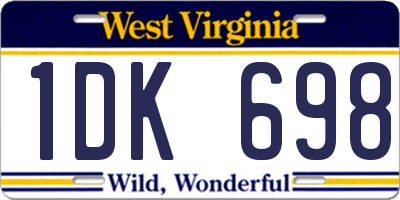 WV license plate 1DK698