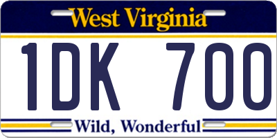 WV license plate 1DK700