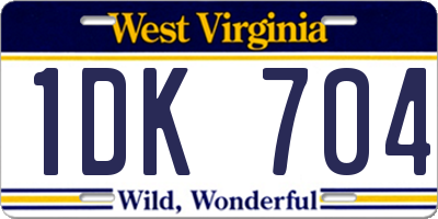 WV license plate 1DK704