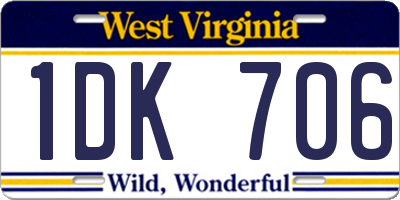 WV license plate 1DK706